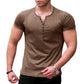 Solid Color Short Sleeved Henley Shirt