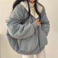 Reversible Loose Hooded Fleece Jacket