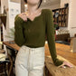 Small V-neck Knitted Long Sleeved Top