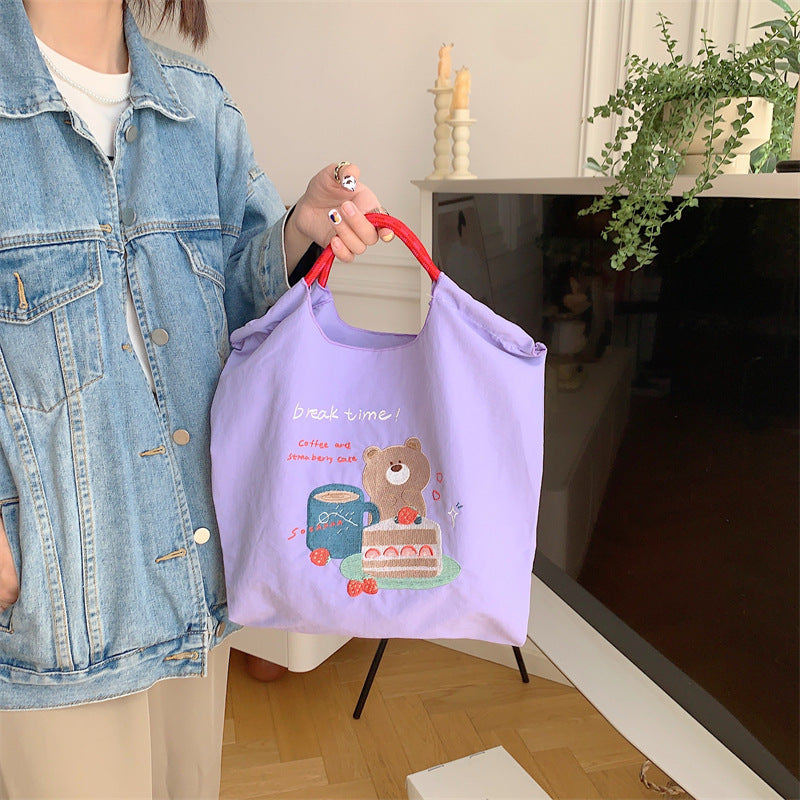 Embroidered Shopping Tote Bag