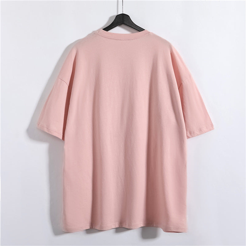 純色圓領寬鬆長款T-Shirt