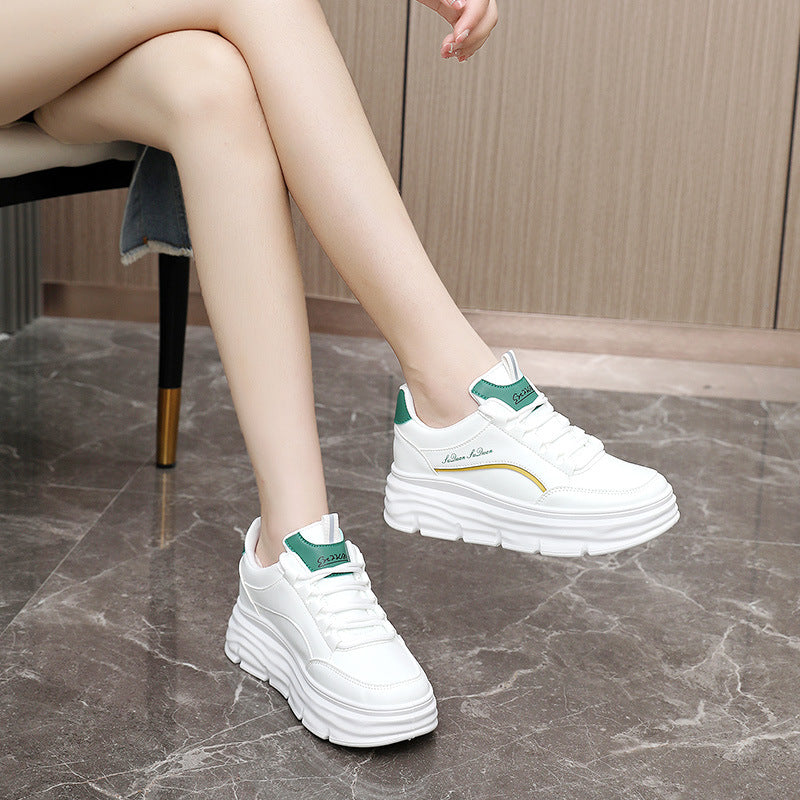 Leather Thick Sole White Shoes