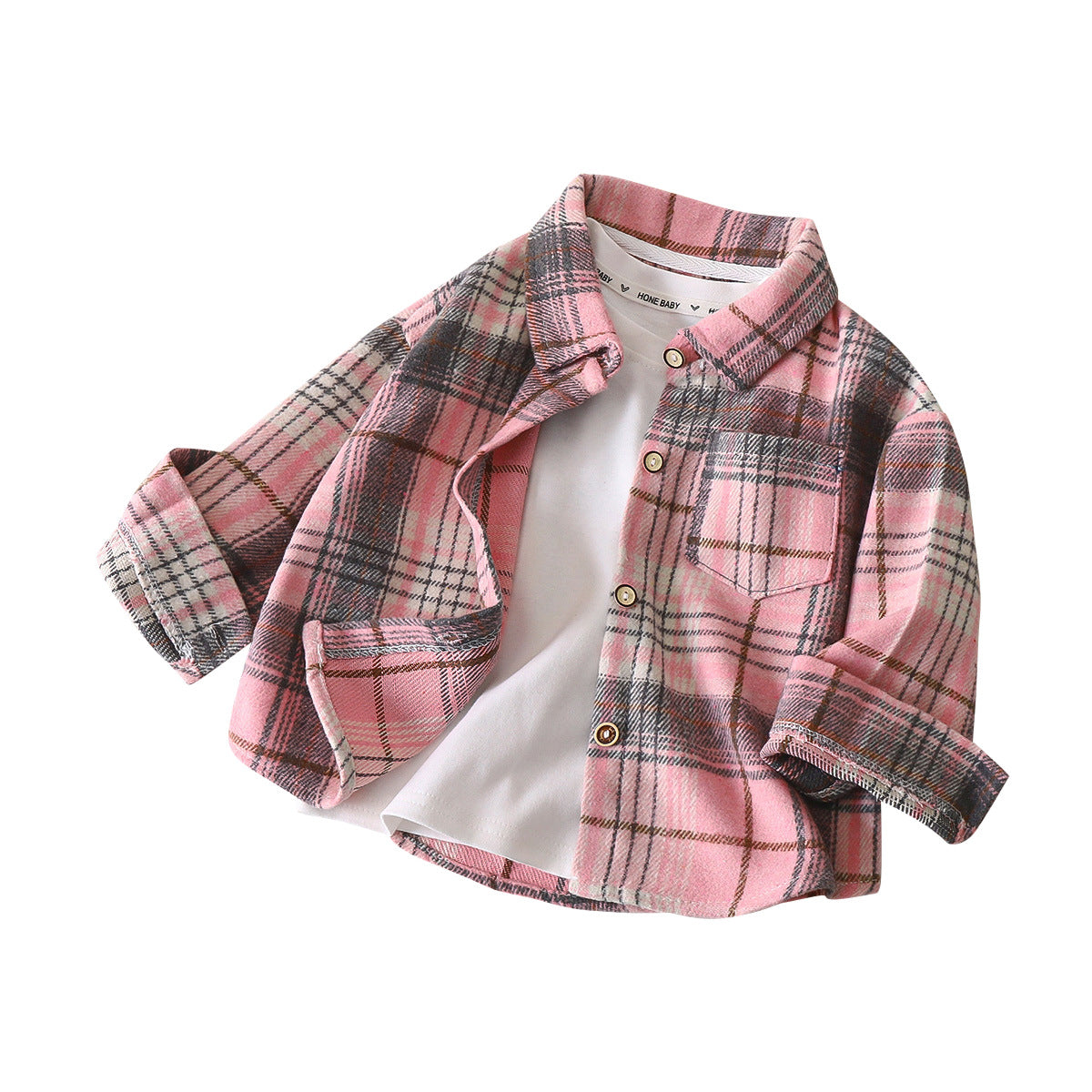Children's Contrast Checkered Long Sleeve Shirt