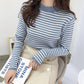 Half Turtleneck Striped Knitted Top