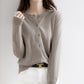 Solid Color Crew Neck Button Sweater