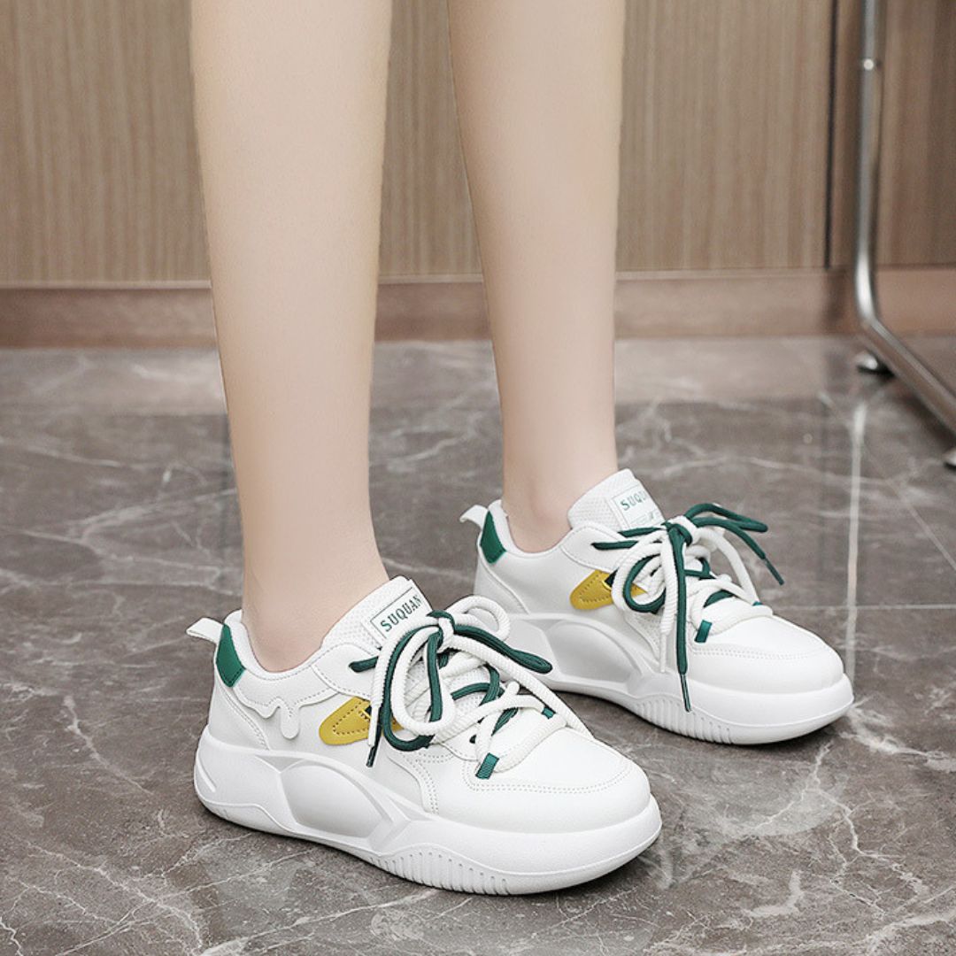 Contrast Color Lace Thick Soled Shoes