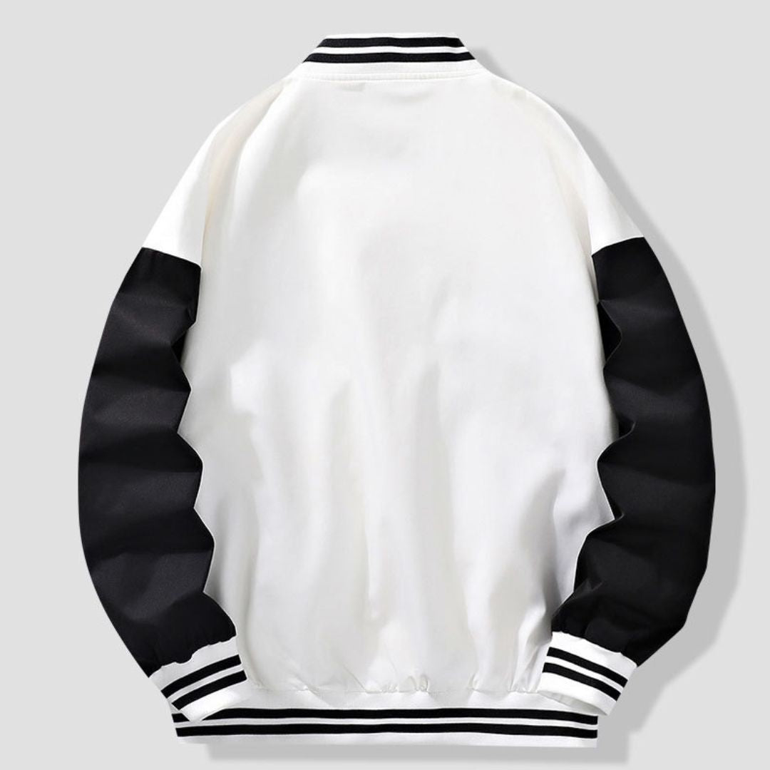 Black White Contrast Baseball Jacket