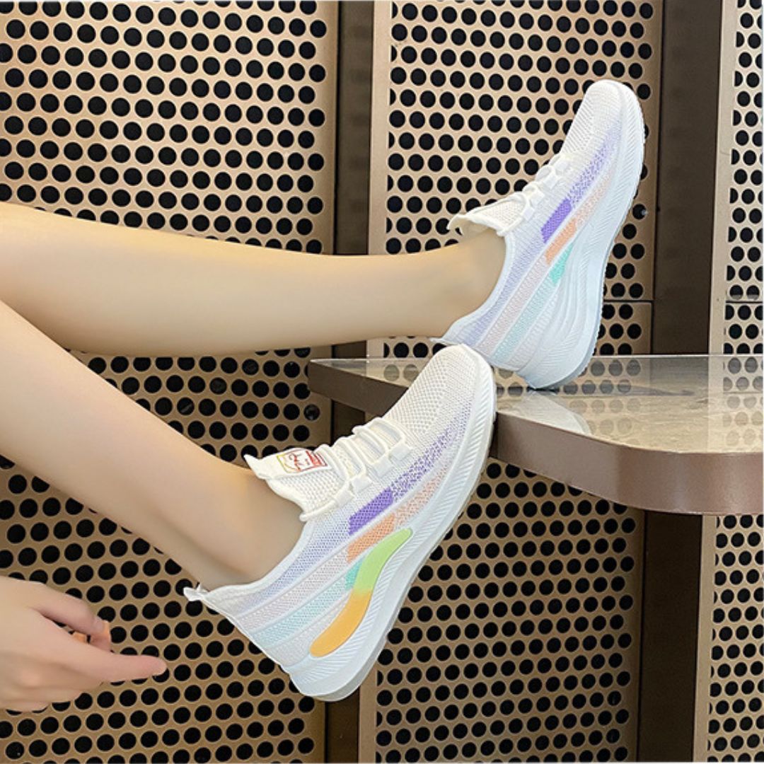 Color Block Flyknit Mesh Sneakers
