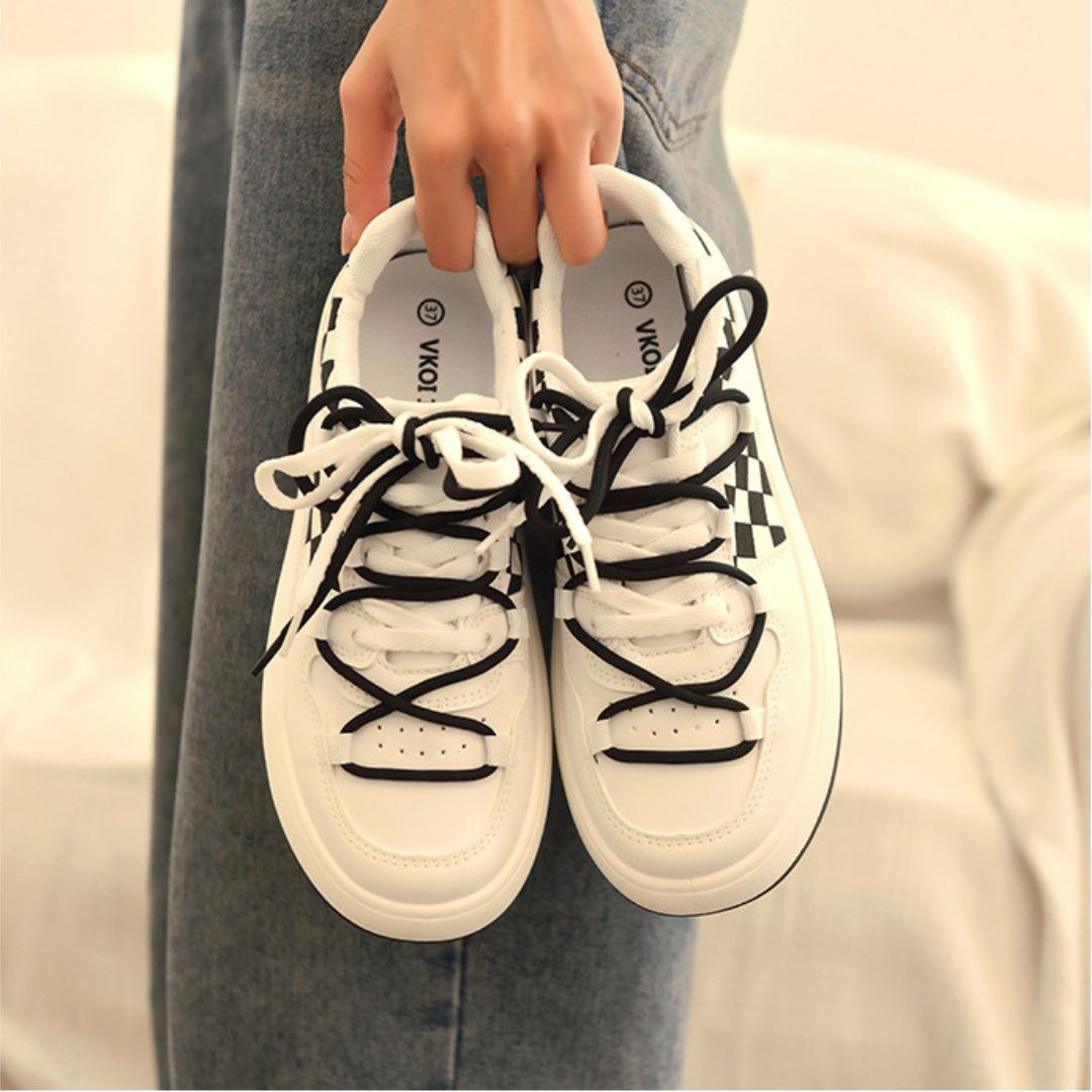 Checkered White Shoes