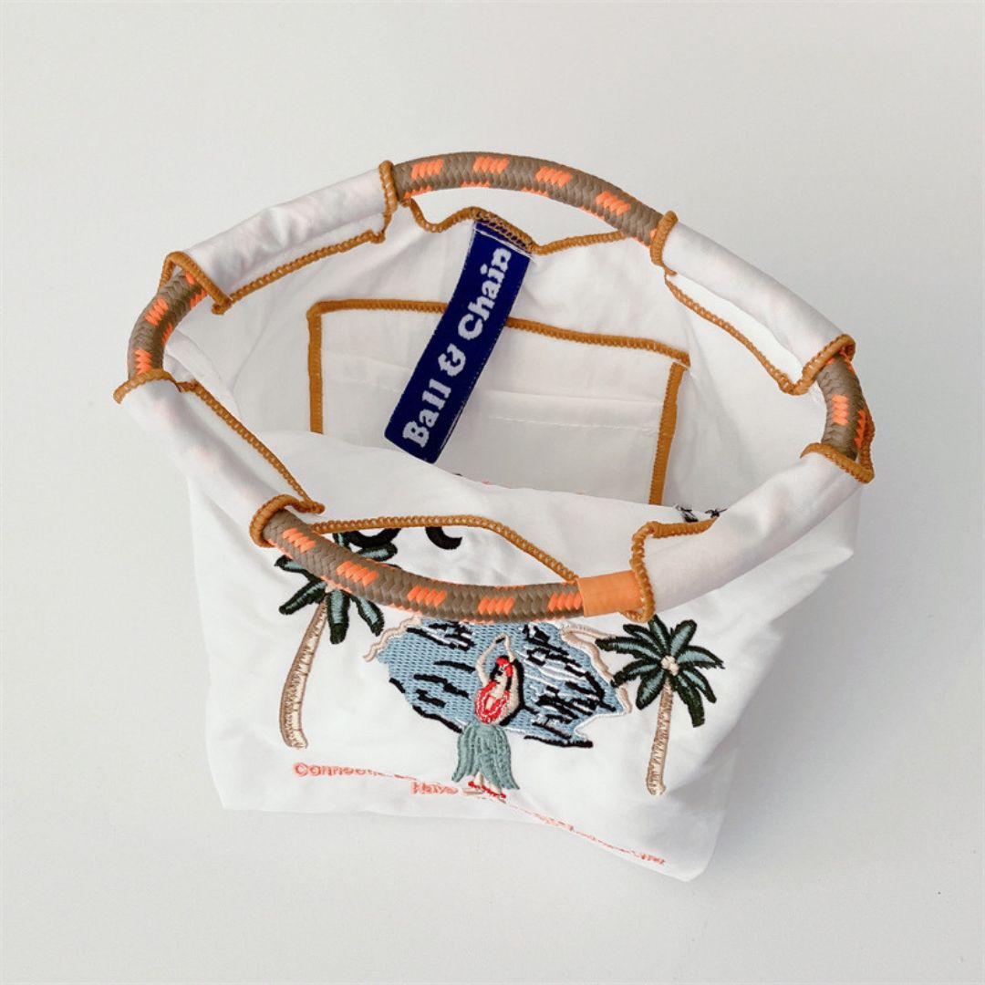 Embroidered Nylon Tote Bag