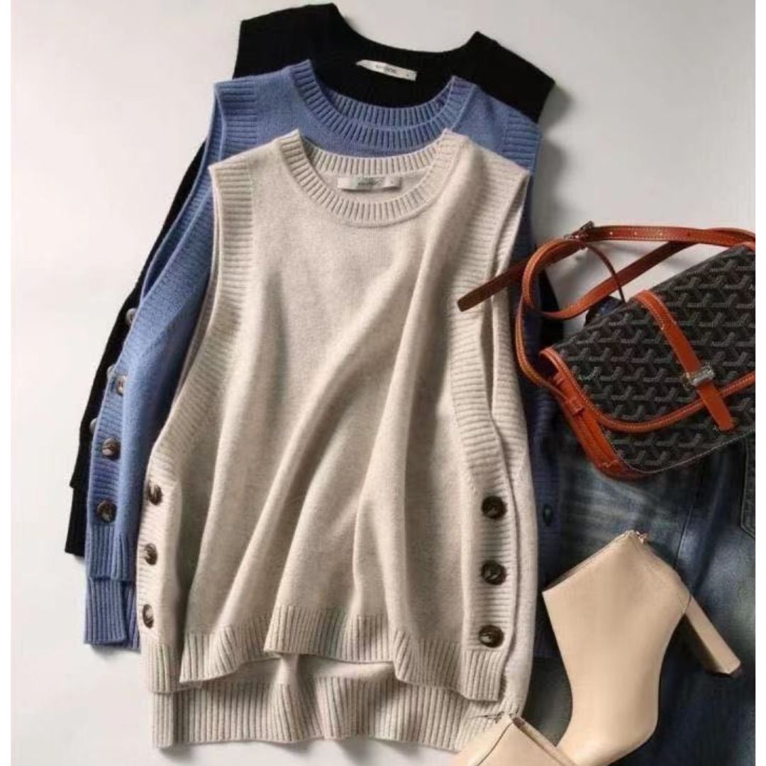Side Button Knitted Vest