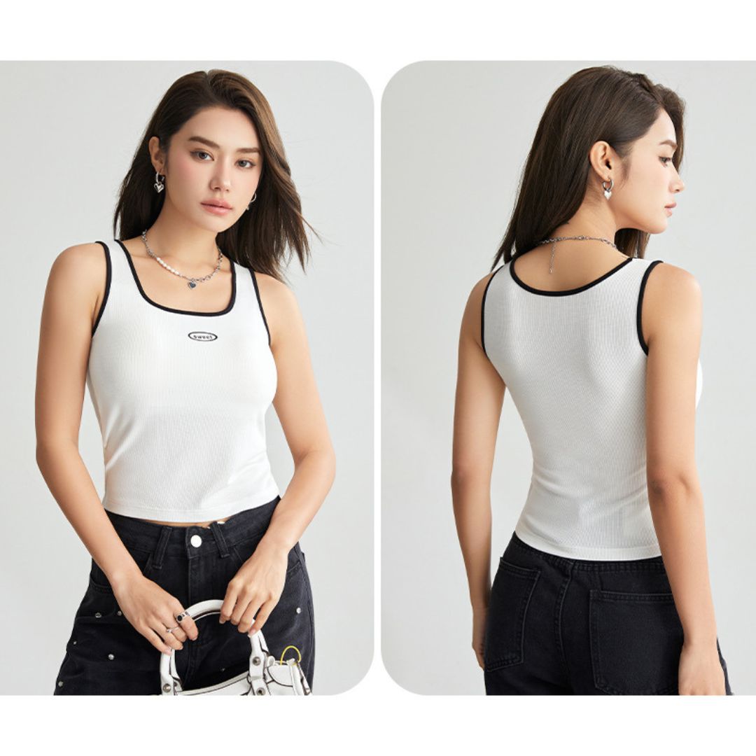 Square Collar Vest with Chest Pad