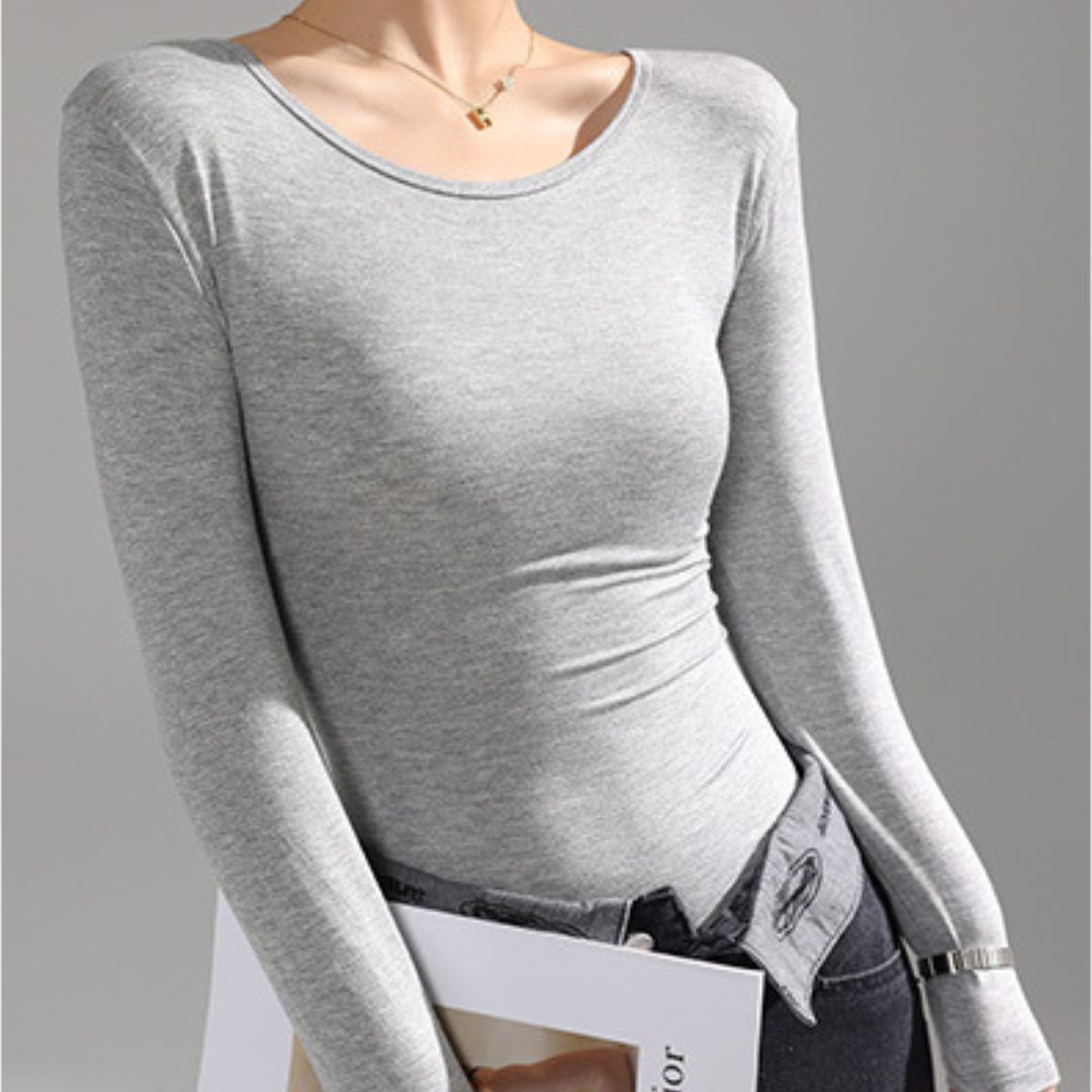 U-neck Slim Long-sleeved Bottoming Shirt