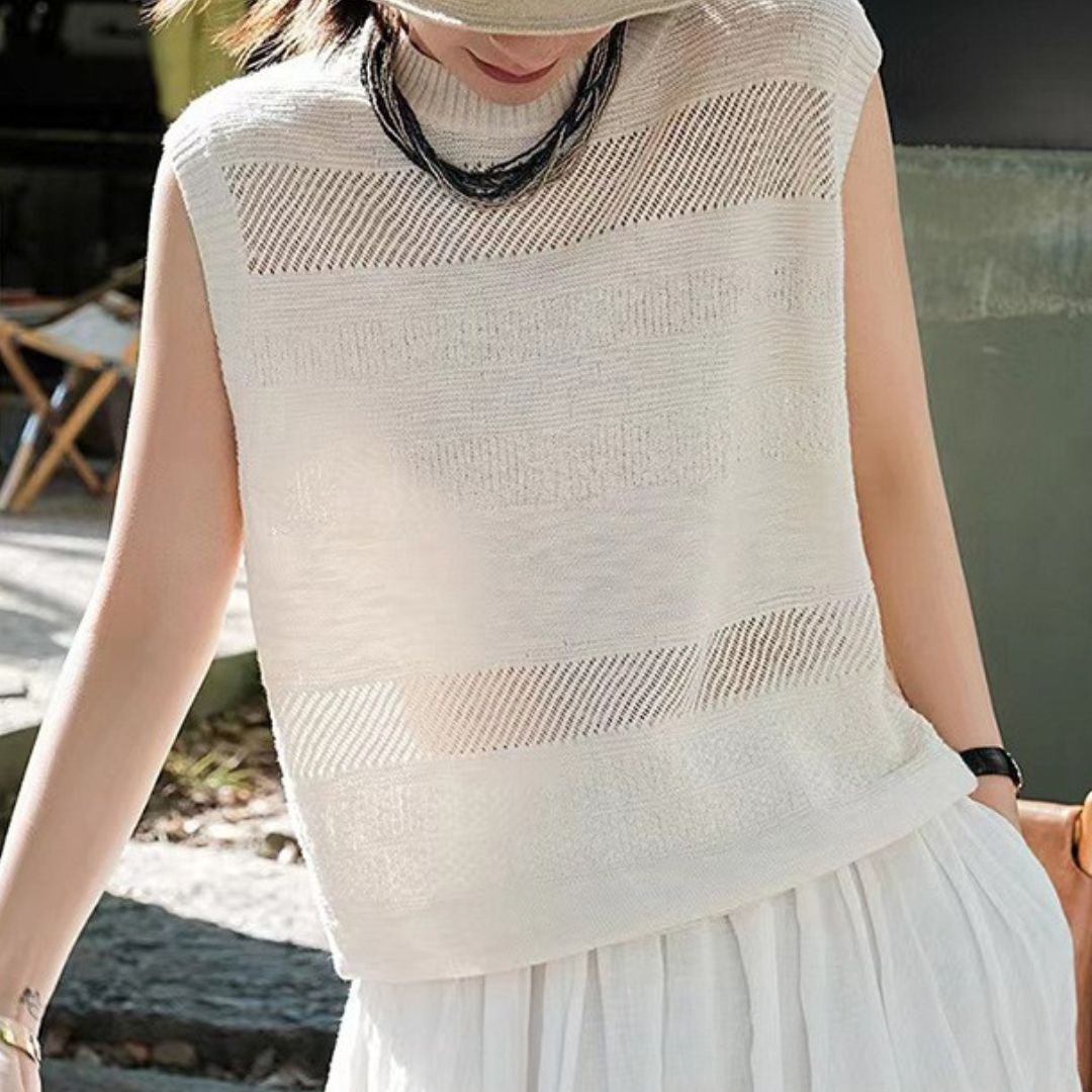 Hollow Out Round Neck Vest