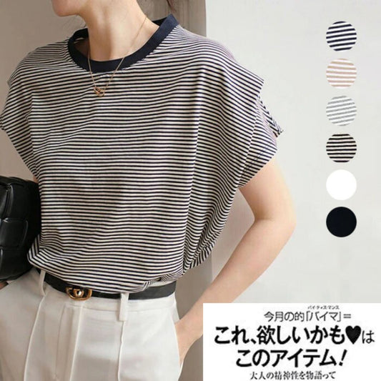 日系條紋寬鬆短袖T-Shirt