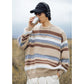 Round Neck Striped Loose Knit Sweater