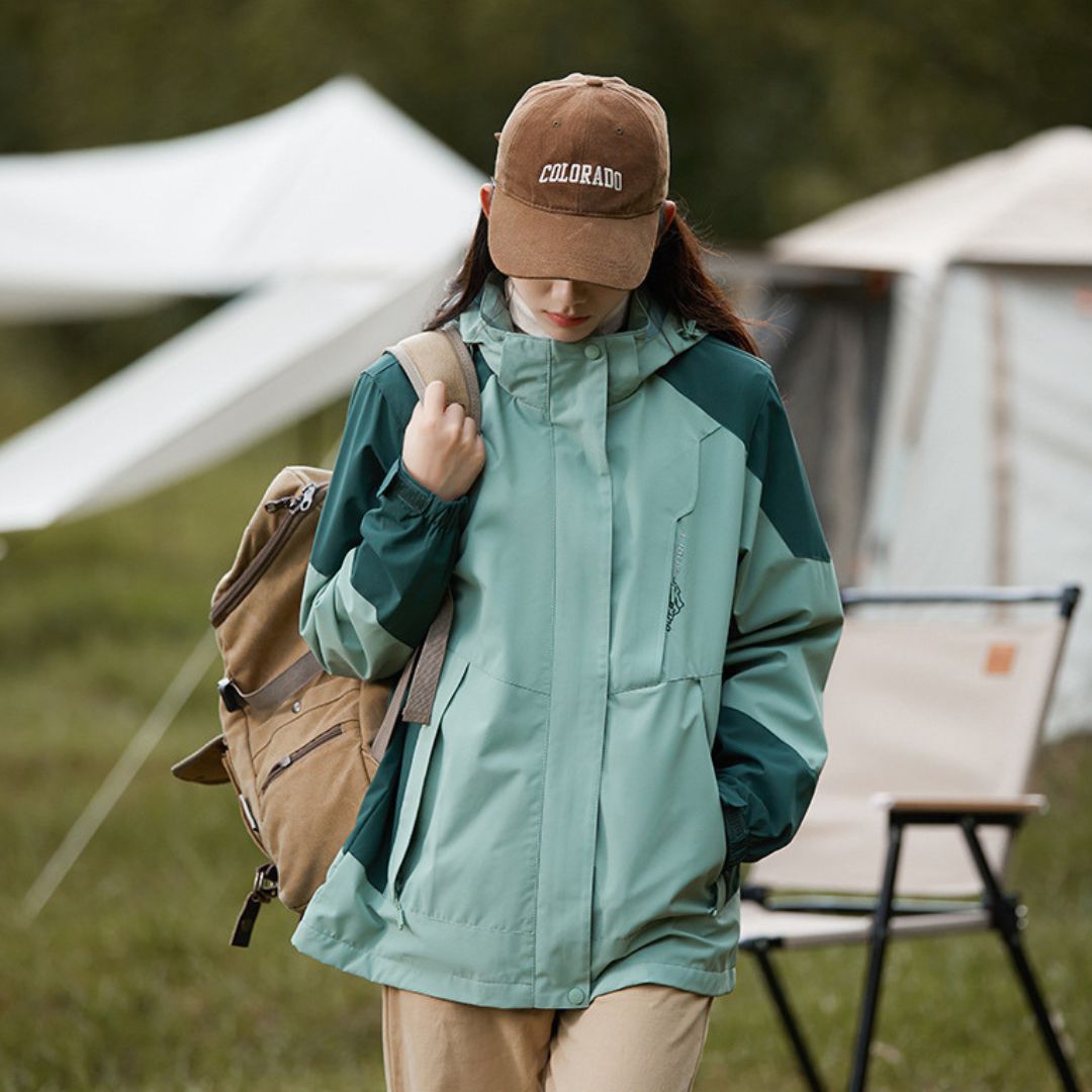 Outdoor Contrast Color Hooded Jacket