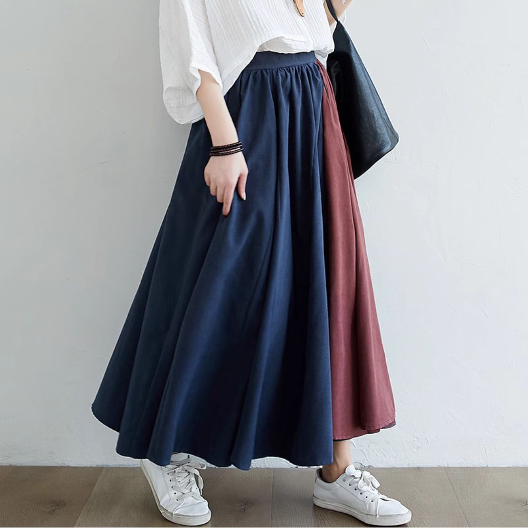 Contrast Color Loose Skirt