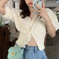 Bubble Sleeved Knitted Short Top