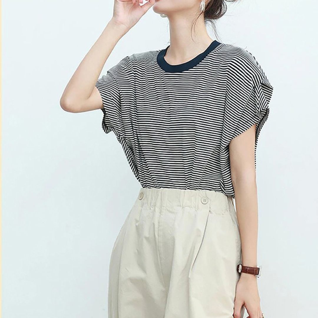 Striped Loose Short Sleeved T-Shirt