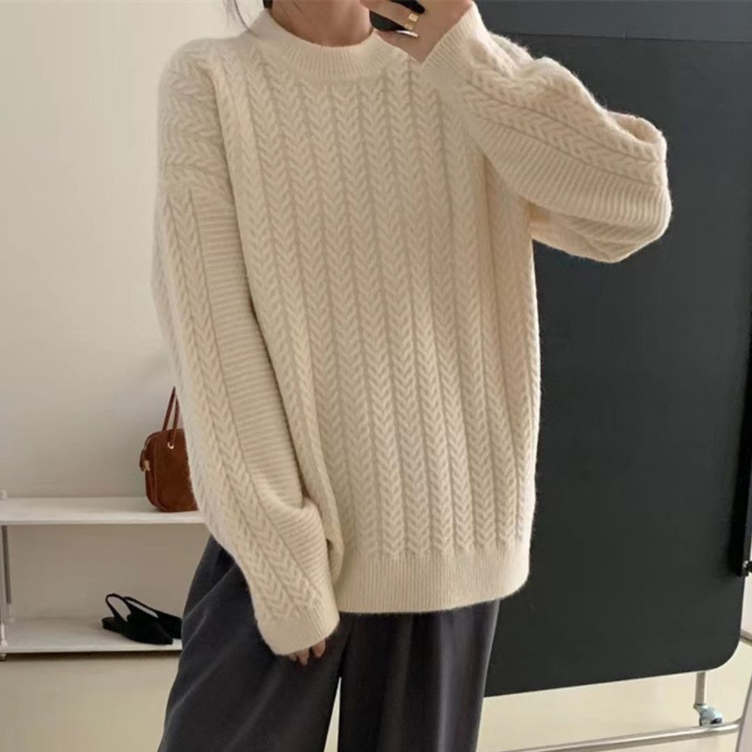Round Neck Loose Thick Knitted Top