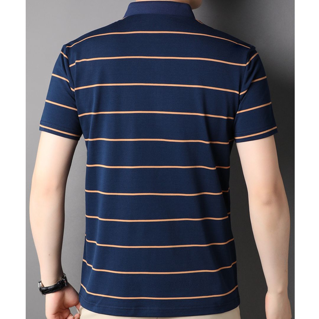 Striped Short Sleeve Polo T-Shirt
