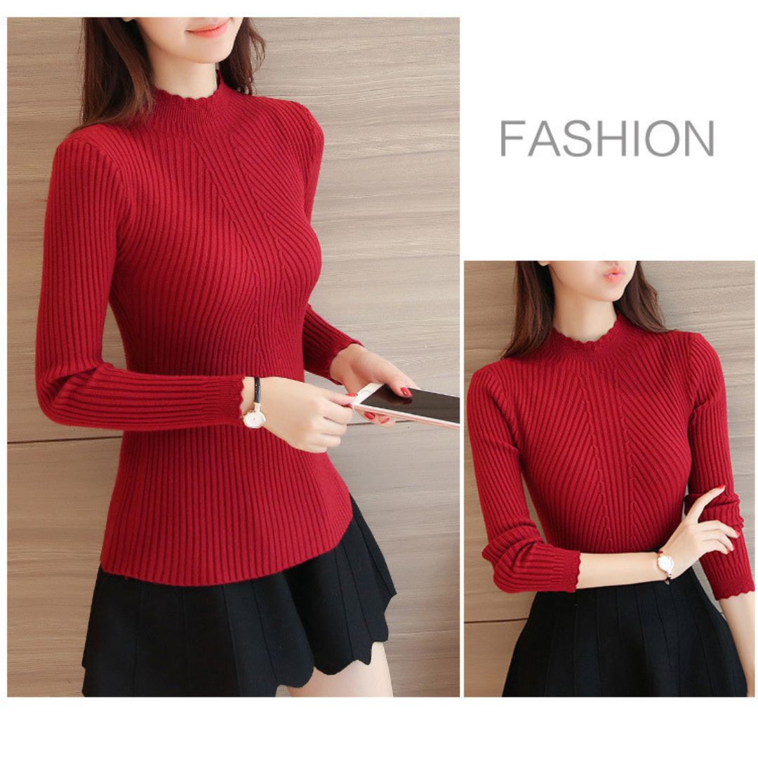 Knitted Turtleneck Long Sleeve Top