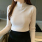 Knitted Half Turtleneck Solid Color Long Sleeve Top