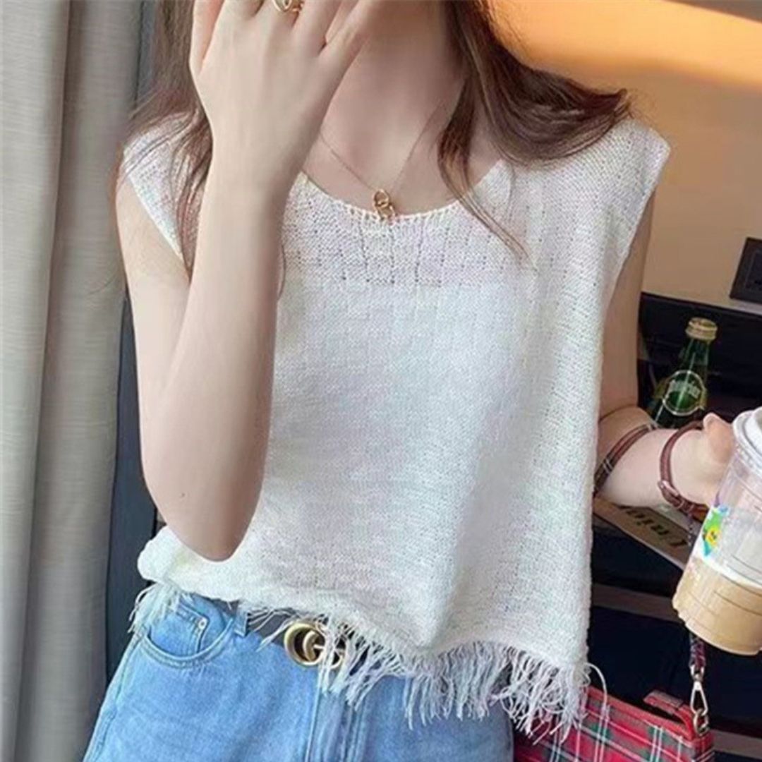 Hollow Out Knitted Sleeveless Top