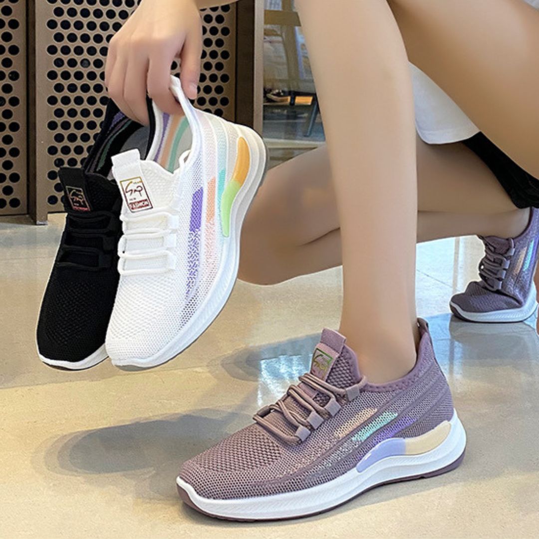 Color Block Flyknit Mesh Sneakers