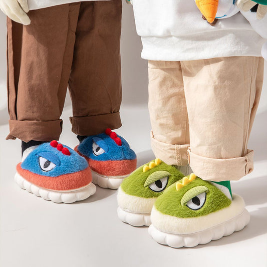 Children Dinosaur Plush Thick Soled Slippers