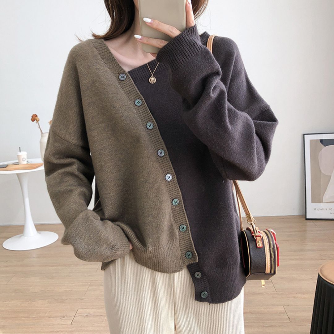 Irregular Color Block Sweater