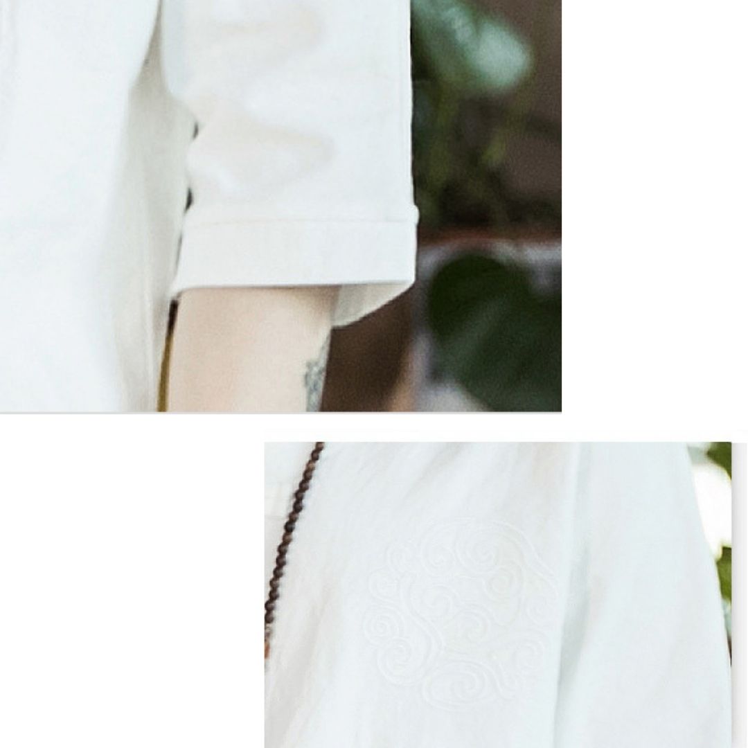 Cotton Linen V-neck T-shirt and Pants 2-piece Set
