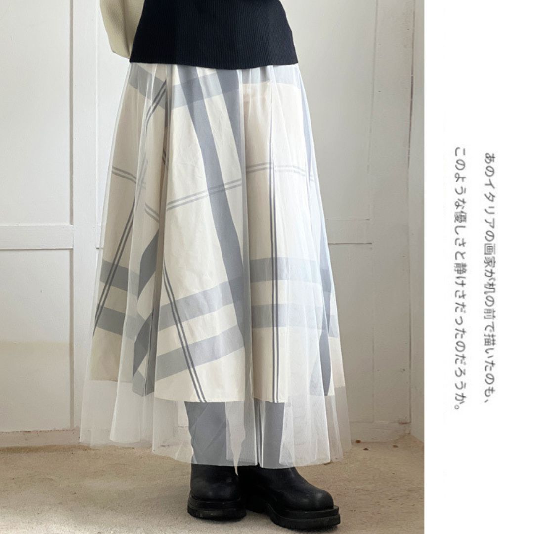 日系寬鬆大格紋半身裙
