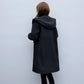 Loose Hooded Mid Length Jacket