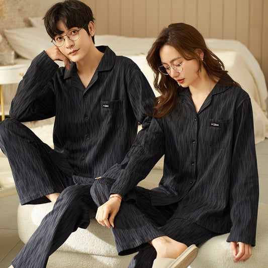 Lapel Cotton Pajama Set
