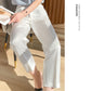 Simulated Silk Cropped Pants