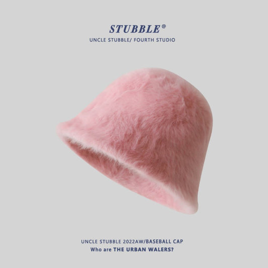 Solid Rabbit Fur Bucket Hat