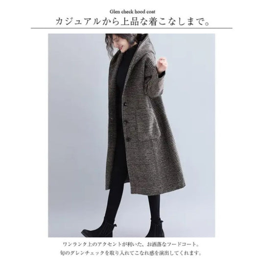 Houndstooth Mid-length Coat