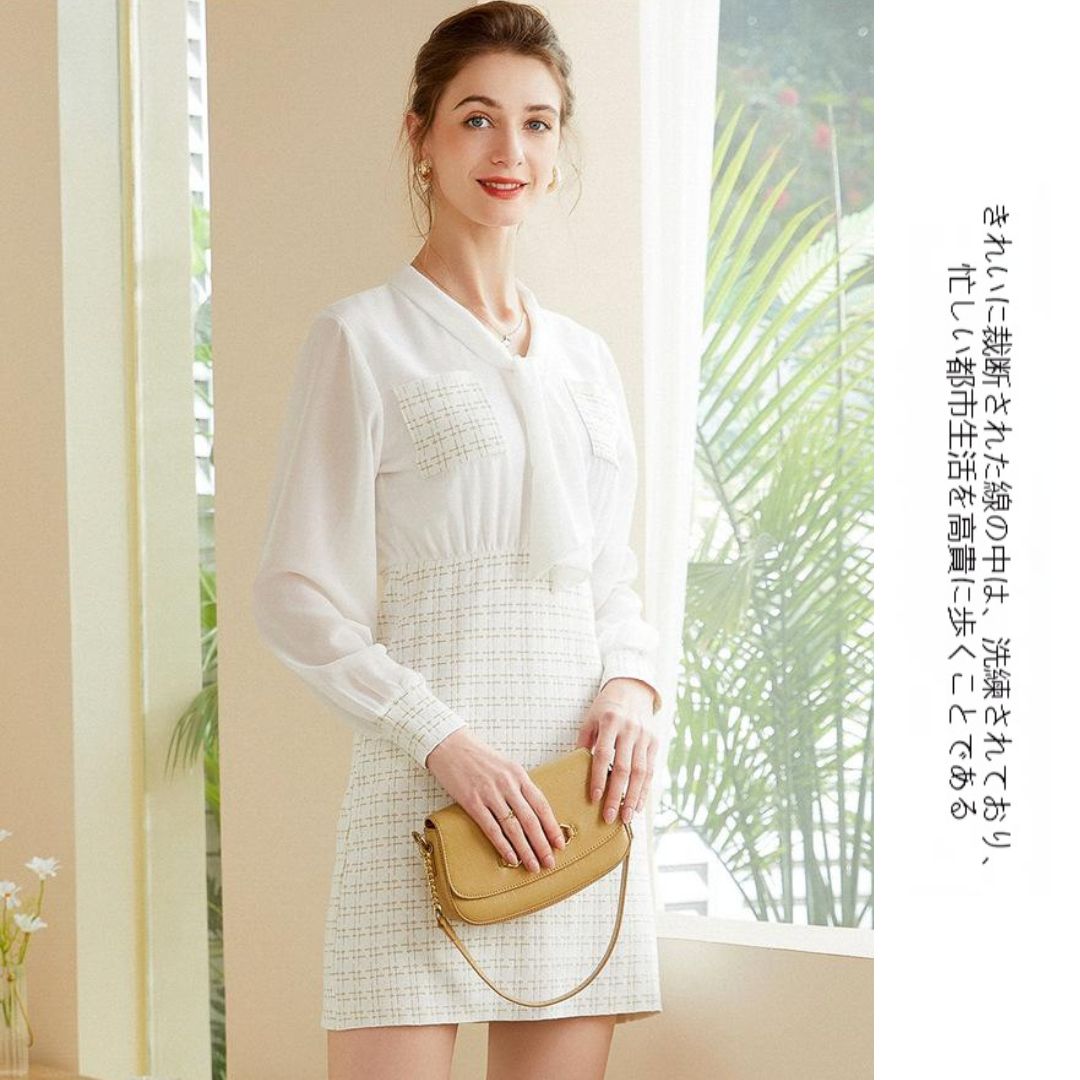 Mid-length Slim-waist Chiffon Knitted Dress