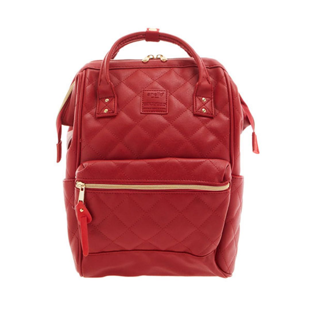 Rhombus PU Leather Backpack