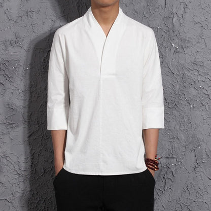 Kimono Cotton Linen 3/4 Sleeve T-shirt