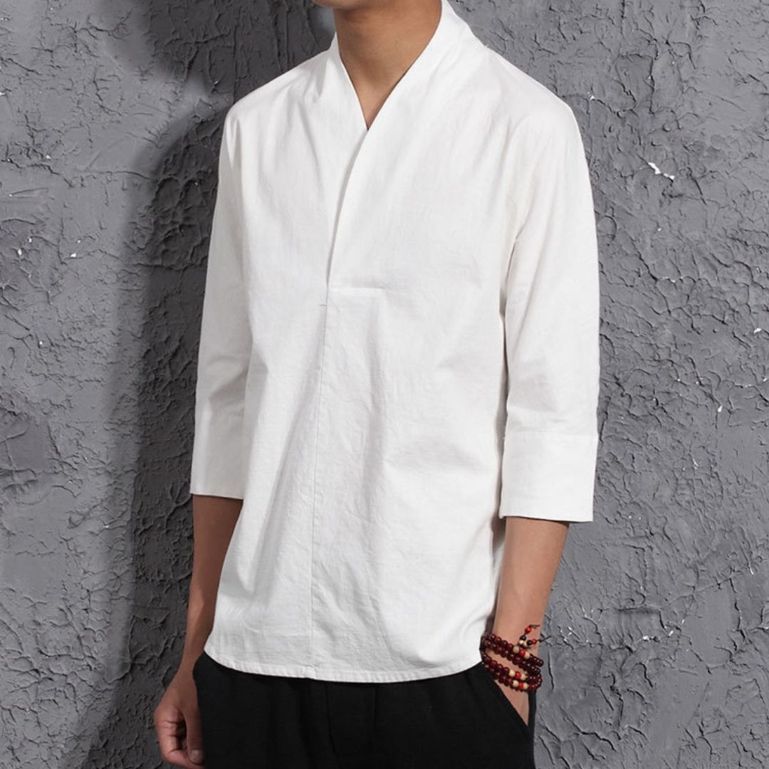 Kimono Cotton Linen 3/4 Sleeve T-shirt