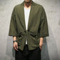 Japanese Cotton Linen Kimono 3/4 Sleeve Cardigan