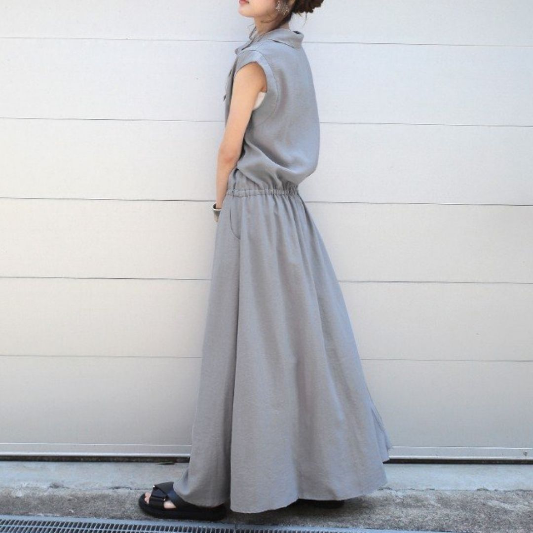 Sleeveless Mid Length Casual Lapel Dress